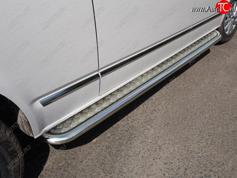 49 999 р. Пороги с площадкой 60,3 мм ТСС Тюнинг Volkswagen Caravelle T6 дорестайлинг (2015-2019) (серые)  с доставкой в г. Майкоп