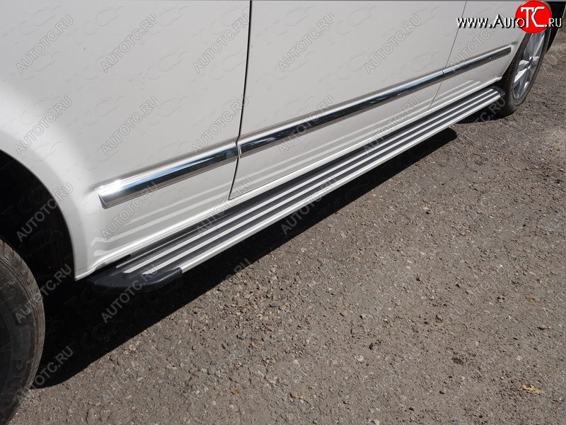 28 999 р. Пороги алюминиевые Slim Line ТСС Тюнинг  Volkswagen Caravelle  T6 (2015-2019) дорестайлинг (Silver)  с доставкой в г. Майкоп