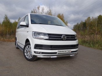 Защита переднего бампера нижняя с ДХО 60,3 мм ТСС Тюнинг Volkswagen Caravelle  T6 (2015-2019) дорестайлинг (нержавейка)