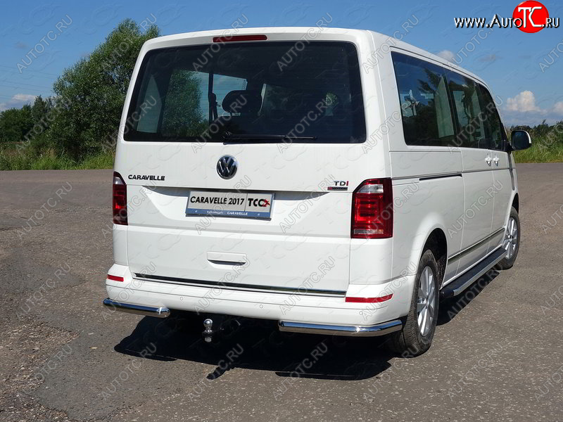 21 999 р. Защита заднего бампера (уголки, d60,3 мм) TCC Volkswagen Caravelle T6 дорестайлинг (2015-2019)  с доставкой в г. Майкоп