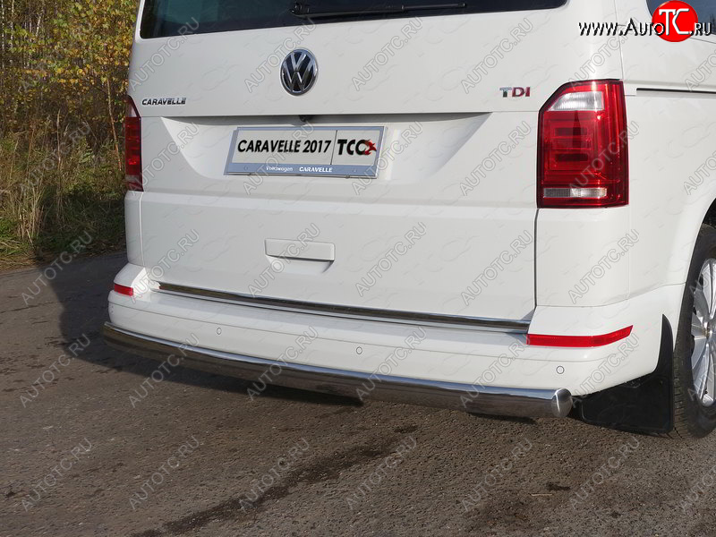 25 499 р. Защита заднего бампера (овальная, d75х42 мм) TCC Volkswagen Caravelle T6 дорестайлинг (2015-2019)  с доставкой в г. Майкоп