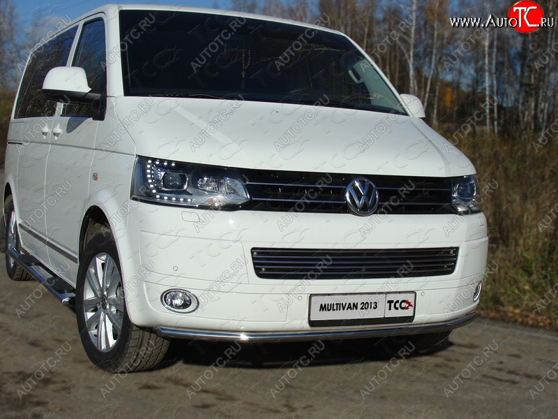 15 999 р. Защита переднего бампера нижняя d42,4 мм ТСС Тюнинг  Volkswagen Multivan  T5 (2009-2015) рестайлинг (нержавейка)  с доставкой в г. Майкоп