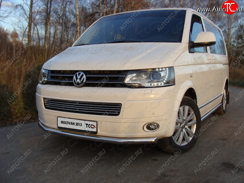 18 999 р. Защита переднего бампера нижняя d60,3 мм ТСС Тюнинг  Volkswagen Multivan  T5 (2009-2015) рестайлинг (нержавейка)  с доставкой в г. Майкоп