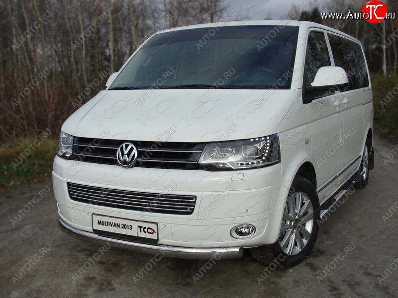 23 899 р. Защита переднего бампера нижняя овальная 75х42 мм ТСС Тюнинг  Volkswagen Multivan  T5 (2009-2015) рестайлинг (нержавейка)  с доставкой в г. Майкоп