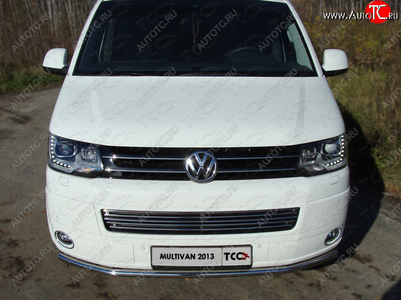 8 799 р. Декоративная вставка переднего бампера ТСС Тюнинг  Volkswagen Multivan  T5 (2009-2015) рестайлинг (d 12 мм)  с доставкой в г. Майкоп