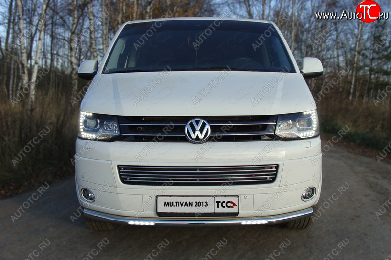 37 999 р. Защита переднего бампера нижняя с ДХО 60,3 мм ТСС Тюнинг  Volkswagen Multivan  T5 (2009-2015) рестайлинг (нержавейка)  с доставкой в г. Майкоп