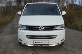 Защита передняя нижняя овальная с ДХО 75х42 мм ТСС Тюнинг Volkswagen Multivan  T5 (2009-2015) рестайлинг (нержавейка)