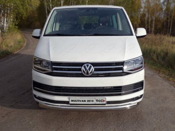 Защита переднего бампера нижняя овальная 75х42 мм ТСС Тюнинг Volkswagen Multivan  T6 (2016-2019) дорестайлинг (нержавейка)