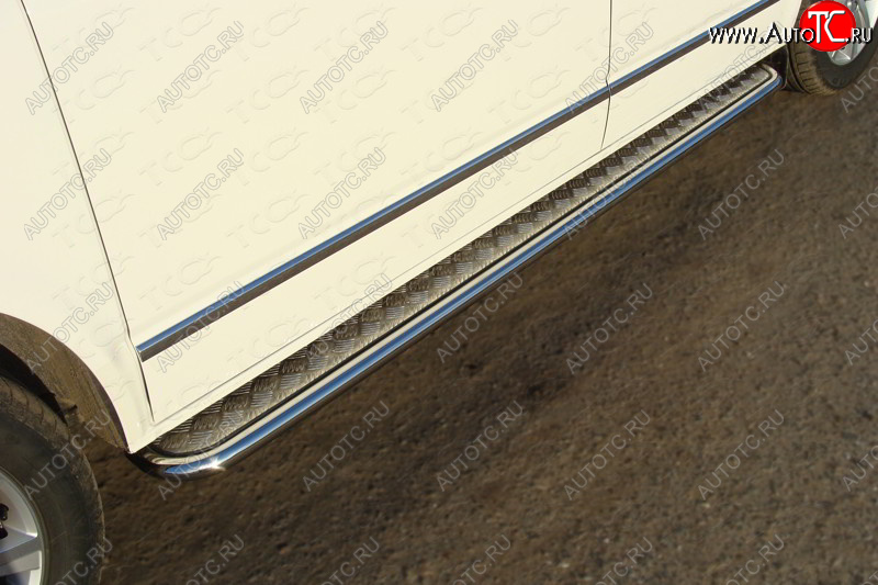 36 999 р. Пороги с площадкой 42,4 мм ТСС Тюнинг  Volkswagen Multivan  T6 (2016-2019) дорестайлинг (серые)  с доставкой в г. Майкоп