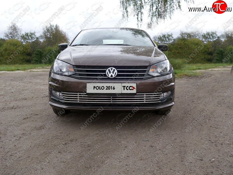 7 349 р. Нижняя декоративная вставка в бампер ТСС Тюнинг  Volkswagen Polo  Mk6 (2020-2022) лифтбек (d 12 мм)  с доставкой в г. Майкоп
