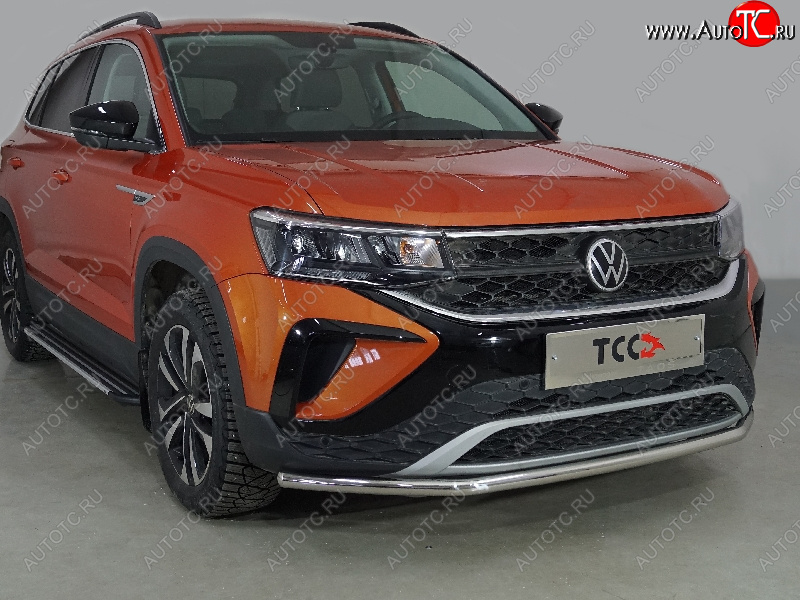 16 699 р. Защита переднего бампера нижняя d42,4 мм ТСС Тюнинг  Volkswagen Taos (2020-2022) (нержавейка)  с доставкой в г. Майкоп