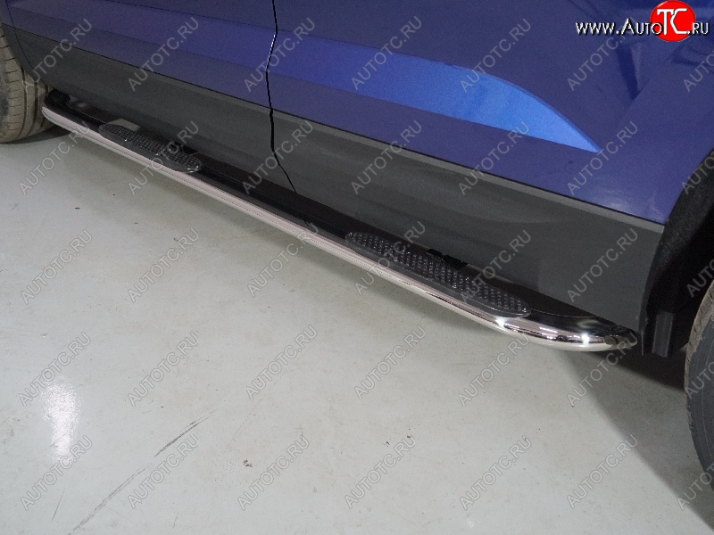37 649 р. Пороги овальные гнутые с накладкой 75х42 мм ТСС Тюнинг  Volkswagen Taos (2020-2022) (серые)  с доставкой в г. Майкоп