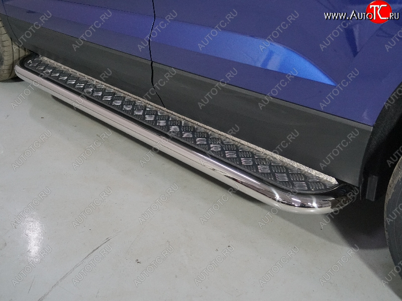 36 899 р. Пороги с площадкой 60,3 мм ТСС Тюнинг  Volkswagen Taos (2020-2022) (серые)  с доставкой в г. Майкоп