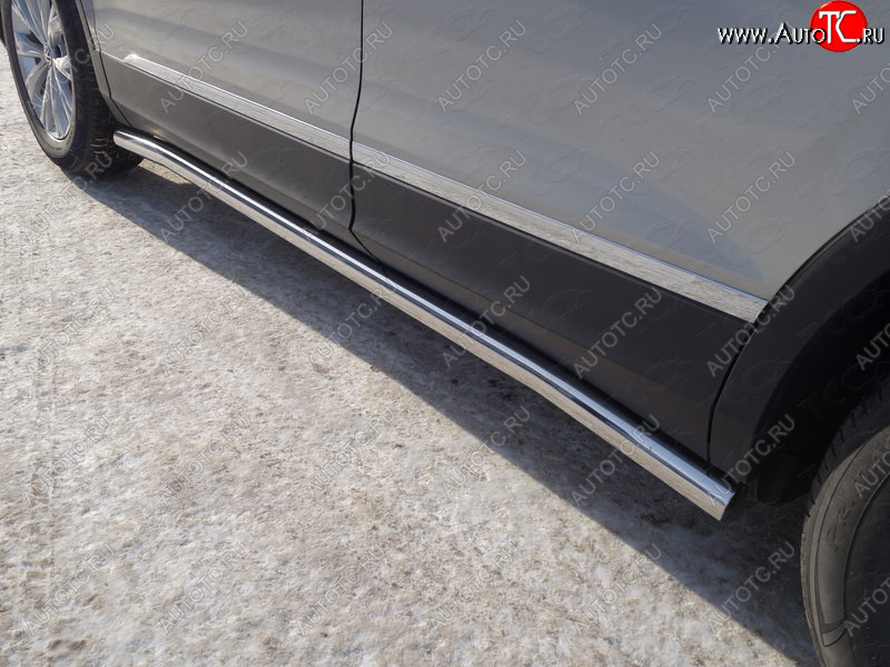 21 599 р. Защита порогов труба d60,3 мм ТСС Тюнинг  Volkswagen Tiguan  Mk2 (2016-2020) дорестайлинг (серые)  с доставкой в г. Майкоп