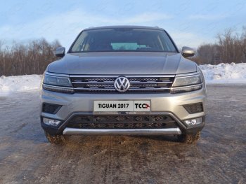 Защита передняя нижняя овальная короткая 75х42 мм ТСС Тюнинг Volkswagen Tiguan  Mk2 (2016-2022) дорестайлинг, рестайлинг