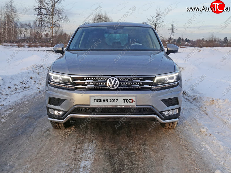 15 999 р. Защита переднего бампера нижняя d42,4 мм ТСС Тюнинг Volkswagen Tiguan Mk2 дорестайлинг (2016-2020) (нержавейка)  с доставкой в г. Майкоп