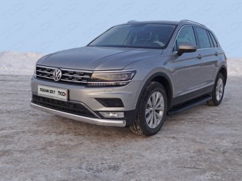 Защита передняя нижняя овальная длинная 75х42 мм ТСС Тюнинг Volkswagen Tiguan  Mk2 (2016-2022) дорестайлинг, рестайлинг