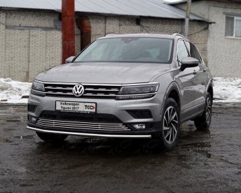 Защита переднего бампера нижняя d42,4 мм ТСС Тюнинг Volkswagen Tiguan  Mk2 (2016-2020) дорестайлинг (нержавейка)