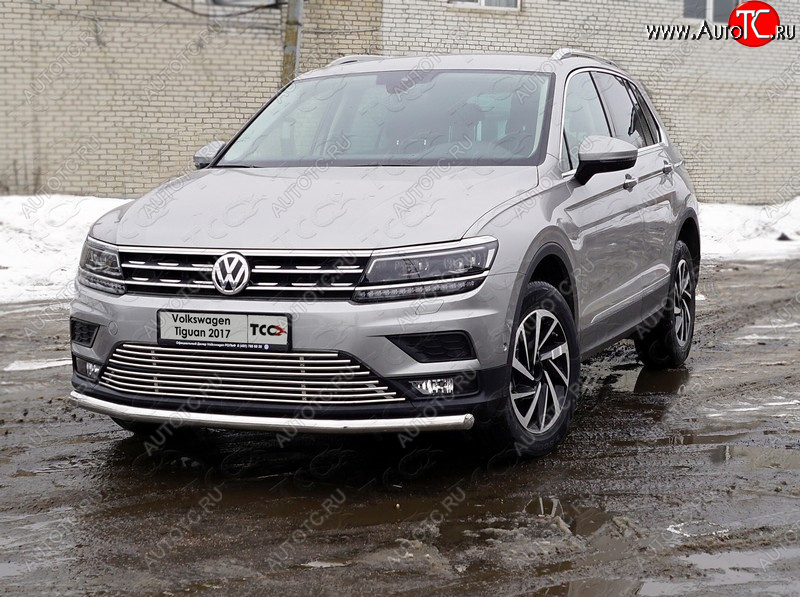 17 999 р. Защита переднего бампера нижняя d60,3 мм ТСС Тюнинг Volkswagen Tiguan Mk2 дорестайлинг (2016-2020) (нержавейка)  с доставкой в г. Майкоп