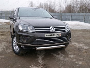 Защита переднего бампера нижняя овальная 75*42 мм ТСС Тюнинг Volkswagen Touareg NF рестайлинг (2014-2018) (нержавейка)