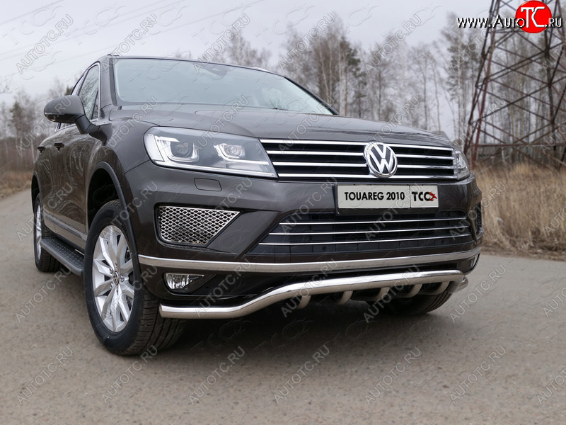 36 299 р. Защита передняя нижняя кенгурин 60,3*42,4 мм ТСС Тюнинг Volkswagen Touareg NF рестайлинг (2014-2018) (нержавейка)  с доставкой в г. Майкоп