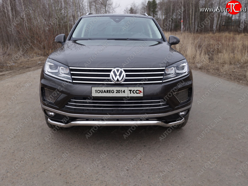 26 499 р. Защита передняя нижняя кенгурин 60,3 мм ТСС Тюнинг Volkswagen Touareg NF рестайлинг (2014-2018) (нержавейка)  с доставкой в г. Майкоп