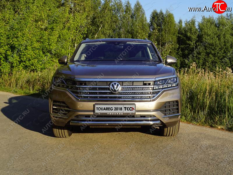 18 999 р. Защита переднего бампера нижняя d60,3 мм ТСС Тюнинг  Volkswagen Touareg  CR (2018-2025) (нержавейка)  с доставкой в г. Майкоп