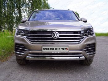 Защита переднего бампера нижняя овальная 75*42 мм ТСС Тюнинг Volkswagen Touareg  CR (2018-2025) (нержавейка)