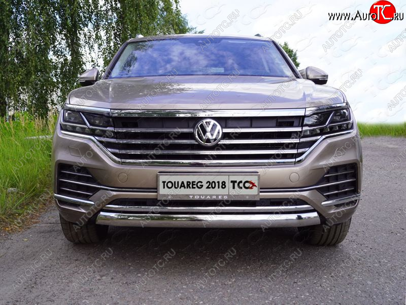 21 999 р. Защита переднего бампера нижняя овальная 75*42 мм ТСС Тюнинг  Volkswagen Touareg  CR (2018-2025) (нержавейка)  с доставкой в г. Майкоп