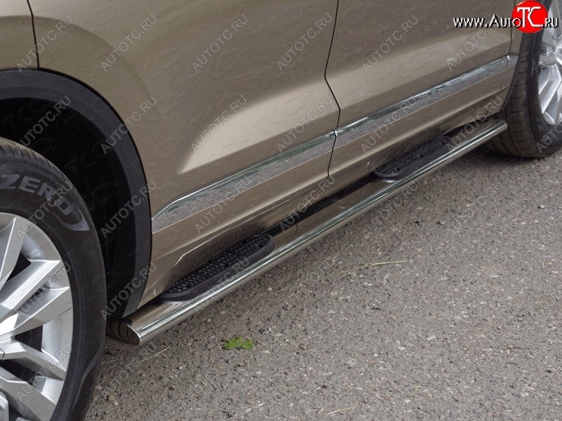 45 999 р. Пороги овальные с накладкой 120*60 мм ТСС Тюнинг  Volkswagen Touareg  CR (2018-2025) (серые)  с доставкой в г. Майкоп