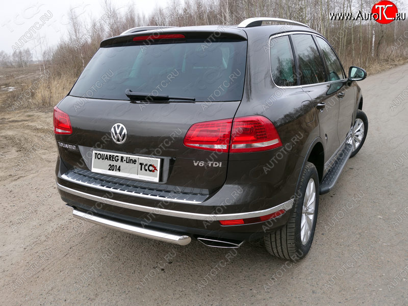 14 699 р. Защита задняя (нержавейка 60,3 мм) ТСС Тюнинг  Volkswagen Touareg  NF (2014-2018) рестайлинг  с доставкой в г. Майкоп