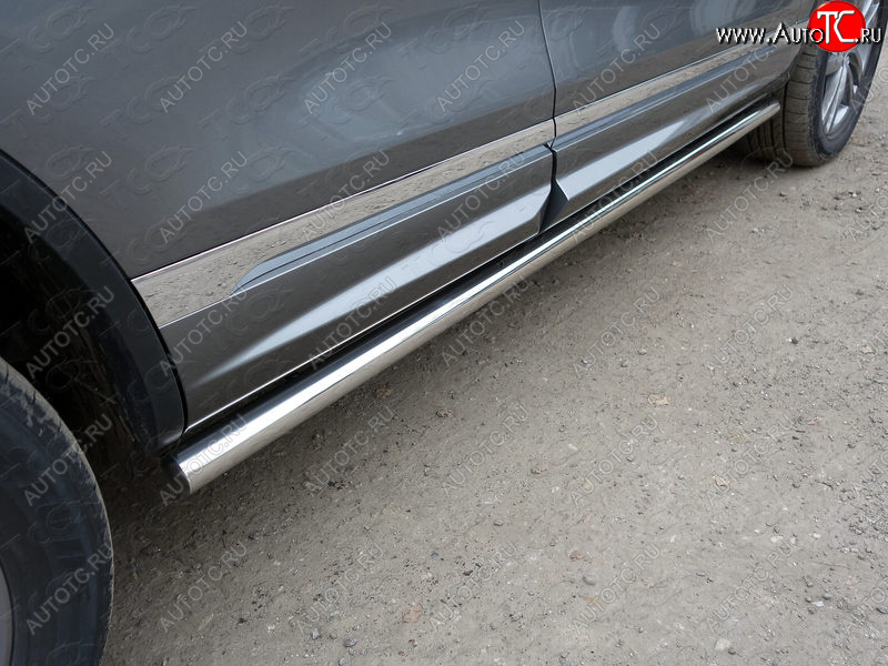 23 549 р. Защита порогов труба d60,3 мм ТСС Тюнинг  Volkswagen Touareg  NF (2014-2018) рестайлинг (серые)  с доставкой в г. Майкоп