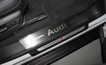 Накладки на пороги (4 шт) ТСС Тюнинг Audi Q8  4MN (2018-2022) (лист шлифованный, надпись audi)