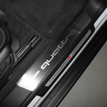 Накладки на пороги (4 шт) ТСС Тюнинг Audi Q8  4MN (2018-2022) (лист шлифованный, надпись quattro)