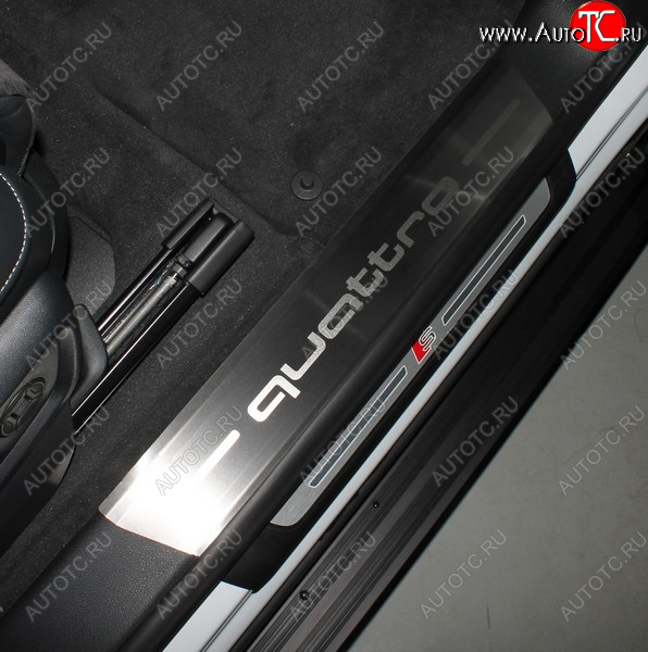 8 899 р. Накладки на пороги (4 шт) ТСС Тюнинг  Audi Q8  4MN (2018-2022) (лист шлифованный, надпись quattro)  с доставкой в г. Майкоп