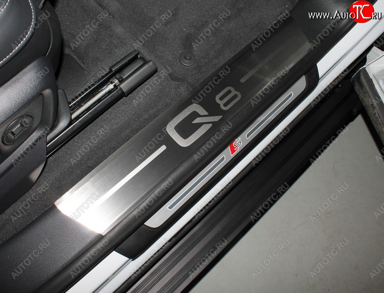 8 899 р. Накладки на пороги (4 шт) ТСС Тюнинг  Audi Q8  4MN (2018-2022) (лист шлифованный, надпись Q8 )  с доставкой в г. Майкоп