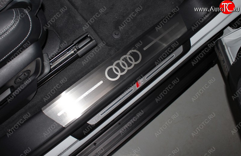 8 899 р. Накладки на пороги (4 шт) ТСС Тюнинг  Audi Q8  4MN (2018-2022) (лист шлифованный, логотип audi )  с доставкой в г. Майкоп