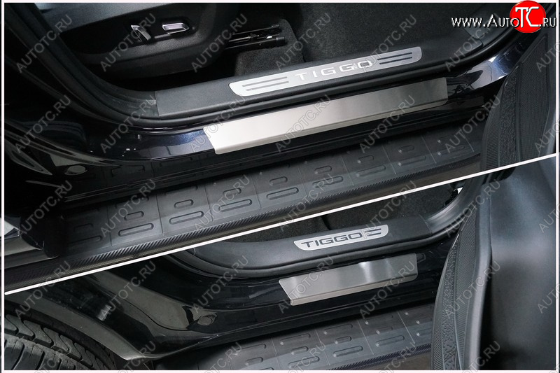 3 899 р. Накладки на пороги, ТСС Тюнинг  Chery Tiggo 8 PRO (2021-2025) (лист шлифованный)  с доставкой в г. Майкоп