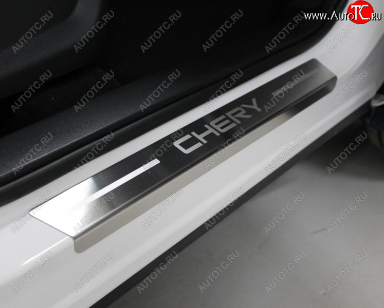 4 599 р. Накладки на пороги, ТСС Тюнинг  Chery Tiggo 7 PRO (2019-2025) (лист шлифованный надпись Chery)  с доставкой в г. Майкоп