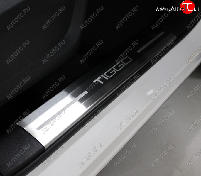 4 949 р. Накладки на пластиковые пороги, ТСС Тюнинг  Chery Tiggo 7 PRO (2019-2025) (лист шлифованный надпись Tiggo)  с доставкой в г. Майкоп