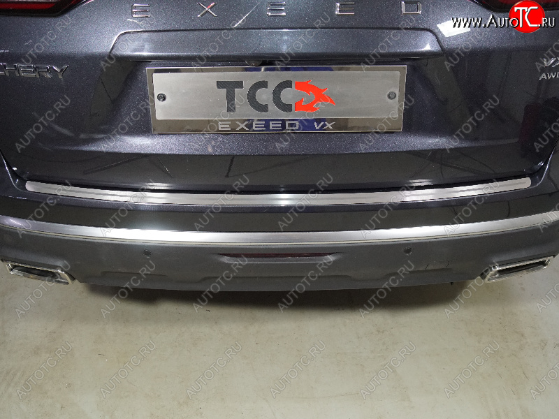 3 299 р. Накладка на задний бампер, ТСС Тюнинг  EXEED VX (2020-2023) дорестайлинг (лист шлифованный с полосой)  с доставкой в г. Майкоп