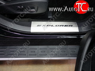 4 999 р. Накладки на пороги, ТСС Тюнинг  Ford Explorer  U502 (2015-2018) 1-ый рестайлинг, 5 дв. (лист шлифованный надпись Explorer)  с доставкой в г. Майкоп