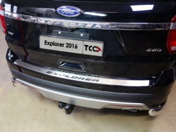 Накладка на задний бампер, ТСС Тюнинг Ford Explorer  U502 (2015-2018) 1-ый рестайлинг, 5 дв. (лист шлифованный надпись Explorer)