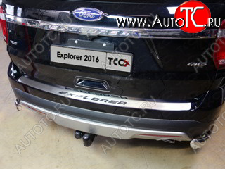 4 999 р. Накладка на задний бампер, ТСС Тюнинг  Ford Explorer  U502 (2015-2018) 1-ый рестайлинг, 5 дв. (лист шлифованный надпись Explorer)  с доставкой в г. Майкоп