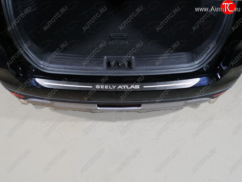 2 999 р. Накладка на задний бампер, ТСС Тюнинг  Geely Atlas  NL3 (2016-2022) (лист шлифованный надпись Geely Atlas)  с доставкой в г. Майкоп