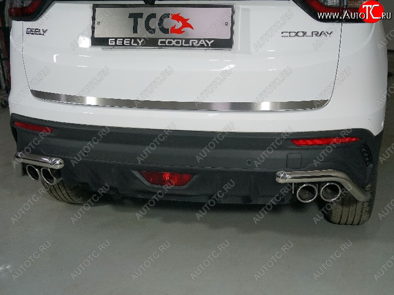 2 399 р. Накладка на заднюю дверь, ТСС Тюнинг  Geely Coolray  SX11 (2018-2023) дорестайлинг (Лист шлифованный)  с доставкой в г. Майкоп