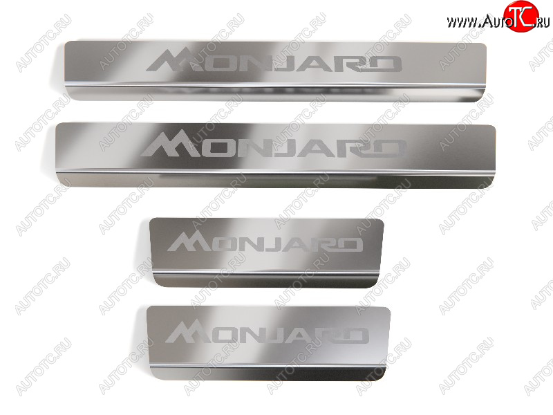 3 899 р. Накладки на пороги, ТСС Тюнинг  Geely Monjaro (2022-2025) (лист шлифованный надпись Monjaro)  с доставкой в г. Майкоп