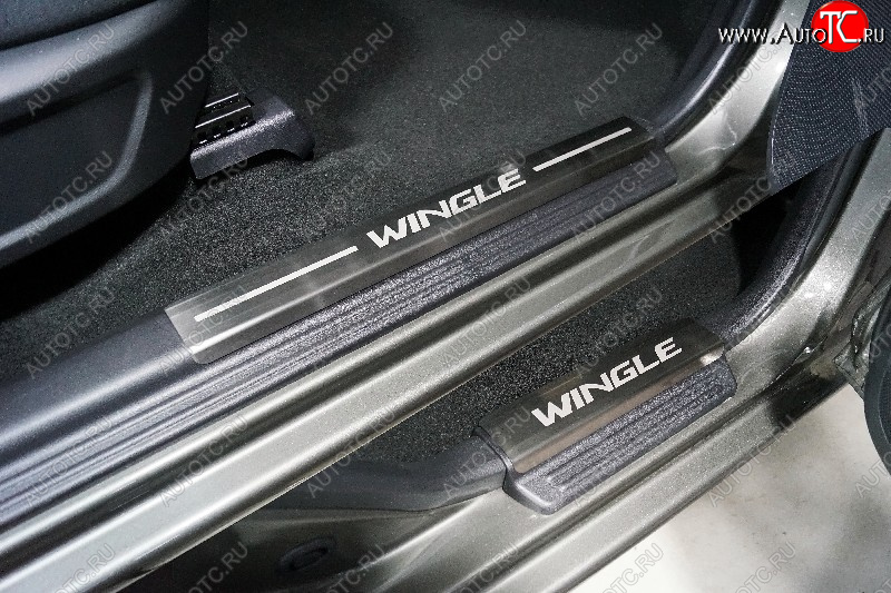 4 799 р. Накладки на пластиковые пороги, ТСС Тюнинг  Great Wall Wingle 7 (2018-2023) пикап (лист шлифованный надпись Wingle)  с доставкой в г. Майкоп