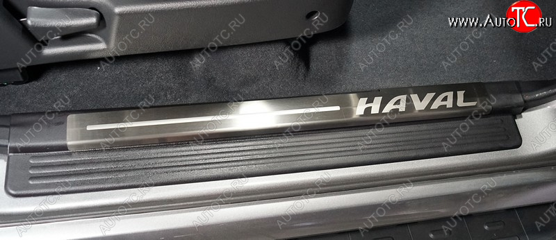 4 299 р. Накладки на пластиковые пороги, ТСС Тюнинг  Haval H5 (2020-2023) рестайлинг (лист шлифованный надпись HAVAL)  с доставкой в г. Майкоп