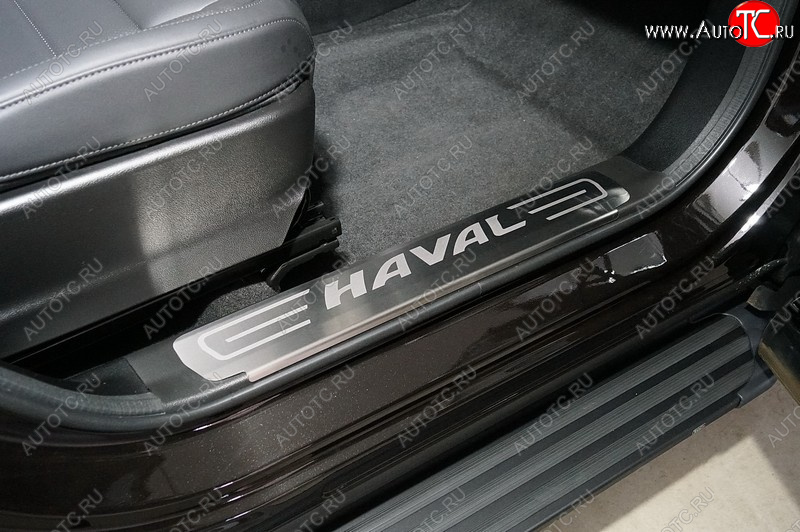 4 089 р. Накладки на пластиковые пороги, ТСС Тюнинг  Haval F7 (2022-2024) рестайлинг (лист шлифованный надпись Haval)  с доставкой в г. Майкоп
